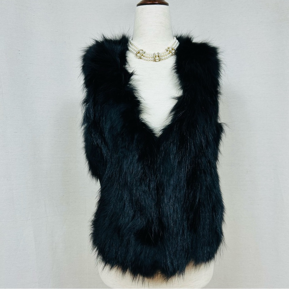 C. Luce Black Fox Fur Vest Size Medium